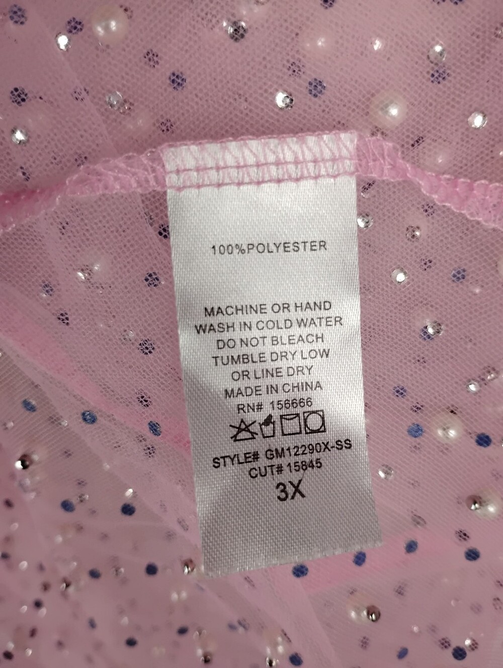 Sheer Light Pink Beaded Mesh Top Size 3X - Picture 6 of 6
